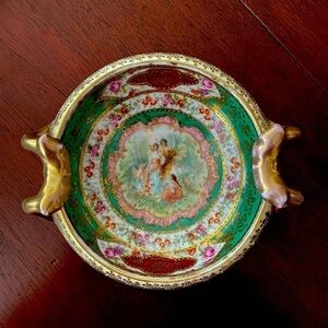 Vintage Royal Vienna Style Austria Handpainted Porcelain Compote Bowl/Handles